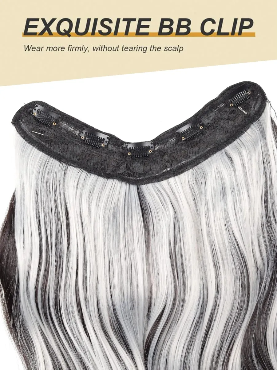 Synthetic Long Curly Wavy Hairstyle Hairpiece 5 Clip In Hair Extensions Black Brown Grey Natural Fake Hair For Women