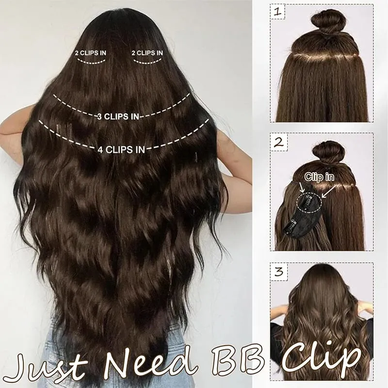 Long Wavy Synthetic Hair Extension 4pcs Clip In Hair Extensions Clip In 20 Inches Synthetic Soft And Natural Thick Hair Pieces