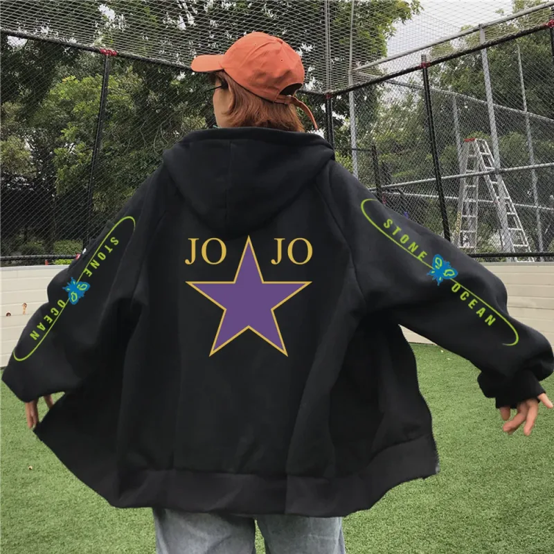 Anime Jojo's Bizarre Adventure Stone Ocean butterfly Felpe con cappuccio sciolto unisex stile anime felpa autunno primavera top