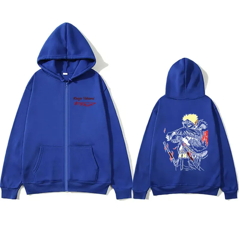 Anime My Hero Academia Zipper Hoodie Cartoon Takami Keigo Hawks Graphic Zip Up Jacket Men Women Manga Vintage Oversized Hoodies