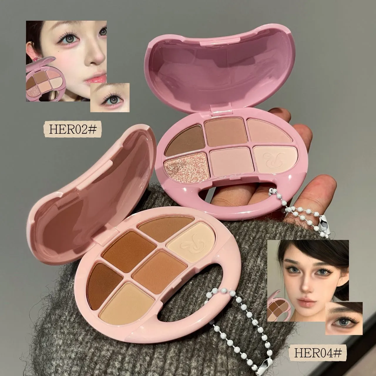 Pink Brown Six Color Eye Shadow Disk Low Saturation Matte Pearlescent Eyeshadow Palette Korean Makeup Matte Shimmer Eye Cosmetic