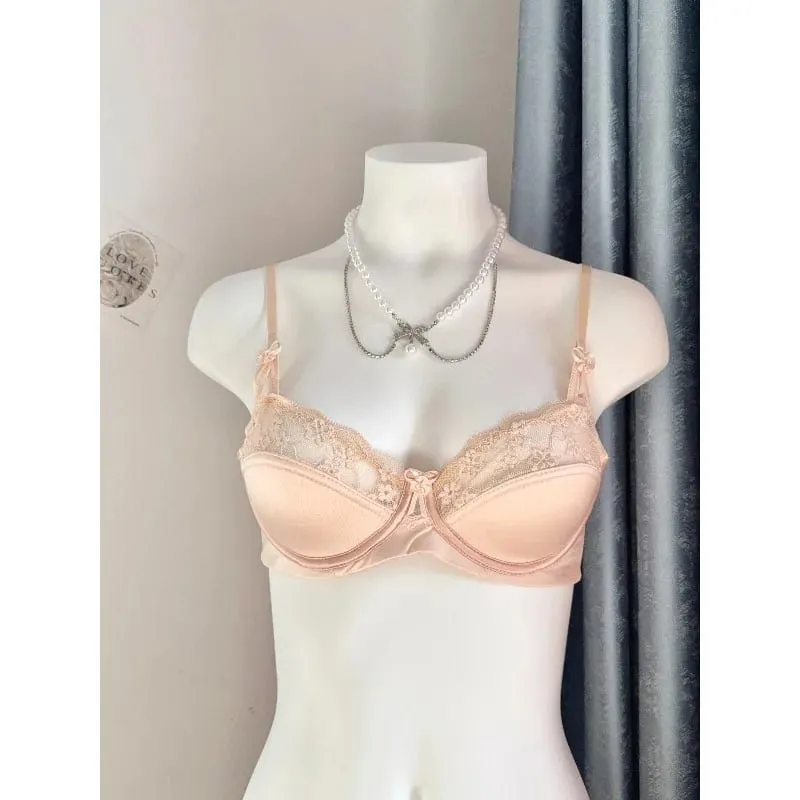 Popular Red Lace Minimizer Bra Set Ladies Half Cup Ultra Thin Big Bust Soft Support Bridal Party Honeymoon Night Out 32-38 Suit