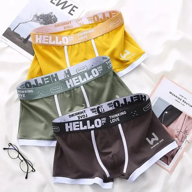 1 pçs masculino algodão boxer shorts calcinha underwear3 cores l xl 2xl 3xl macio carta cinto respirável macio moda esportes