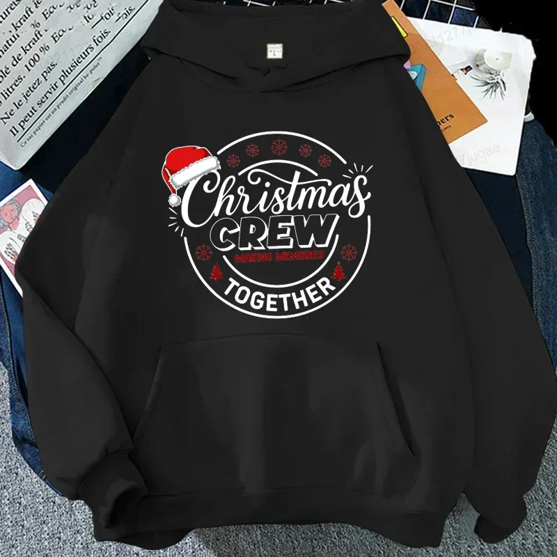 Christmas Crew Together Hoodies Family Matching Outfit Santa Hat Sweatshirts Women Men Xmas Holiday Party Tops Christmas Gift
