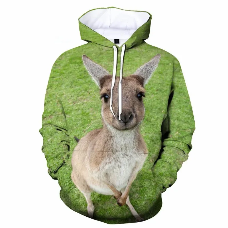 Kangaroo Printed Men's Anime Men's Clothing Sportswear Street Wear Four Seasons Men's Sportswear Pullover Hoodie Tops
