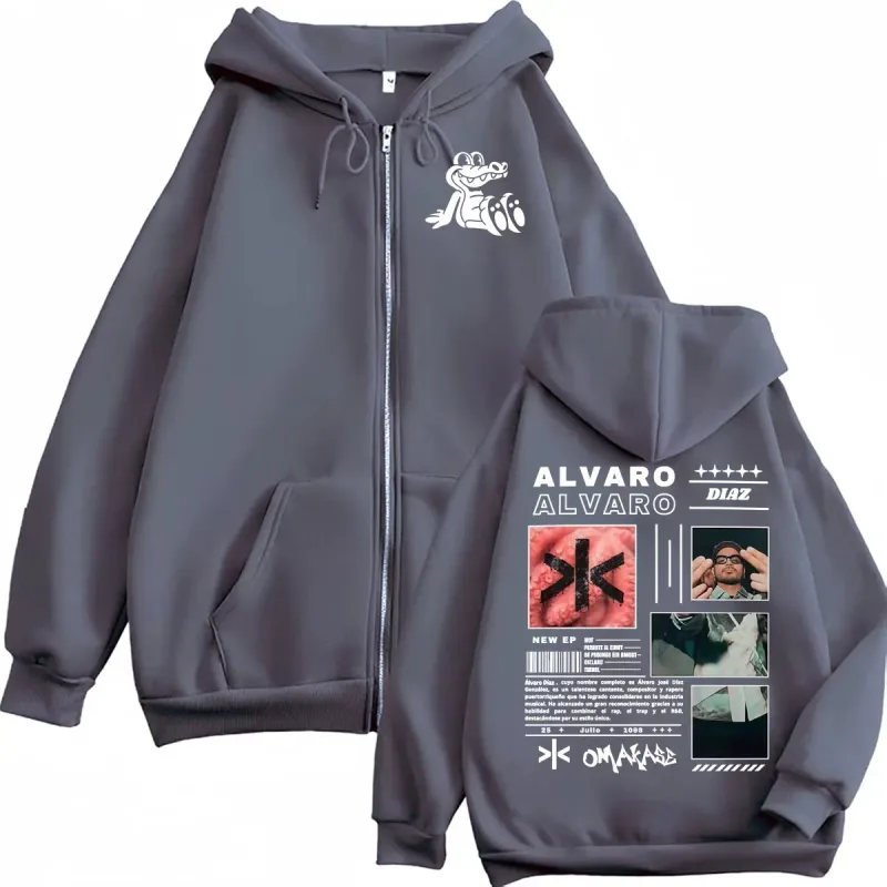 Alvaro Diaz Omakase New Album 2026 Zip Up Hoodies Men's Harajuku Vintage Jacket Sweatshirts Casual Fleece Cardigan Zipper Hoodie