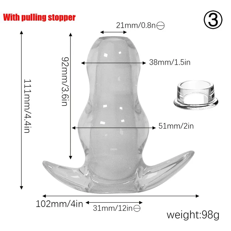 Purple TPE Hollow Tunnel Butt Plug Set - Graduated Open Anal Stretcher Plugs Flexible Sex Toy for Men & Women