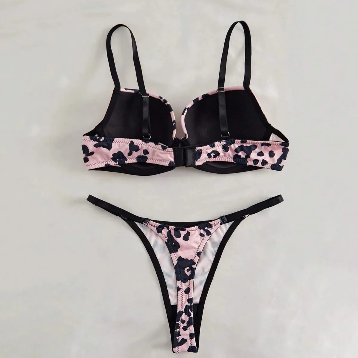 2026 European American Fashion Women Sexy Lingerie Leopard Print Bra Panty Comfortable Push Up Erotic Lingerie Set