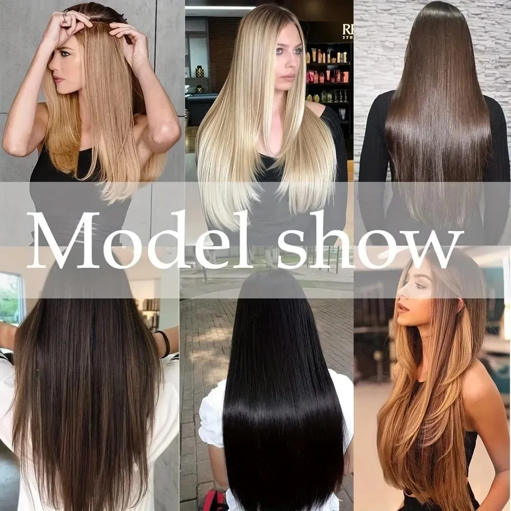 24Inch 16 Clips in Hair Extensions Long Straight Hairstyle Blonde Black Hairpieces Heat Resistant False Hair Daily Use Cosplay