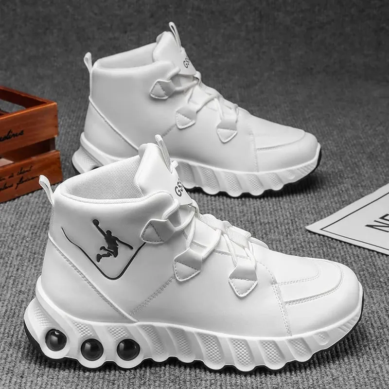 One pair of simple and fashionable mid-top basketball shoes. Thickened soft shock-absorbing wear-resistant