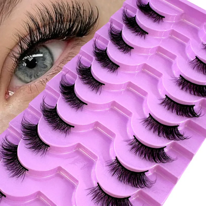 Halbe Wimpern, 10 Paar halbe Wimpern, weiche, natürliche Katzenaugen-Wimpern, Make-up-Werkzeug, künstliche Wimpern, Verlängerung, flauschige künstliche Wimpern