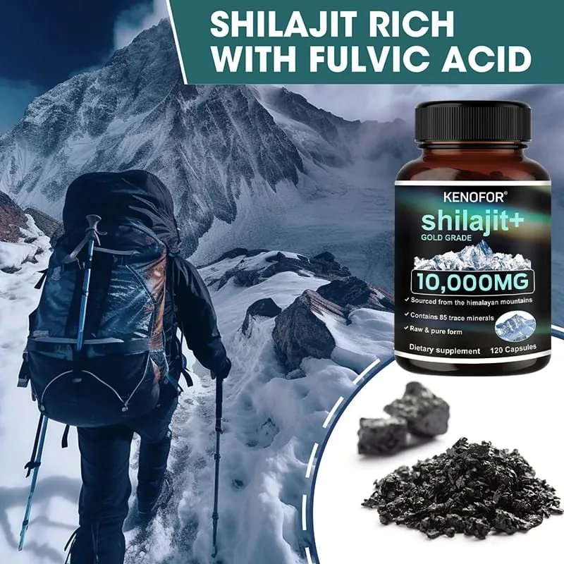 Himalayan Original and Pure Shilajit Capsules Rich in Natural Fulvic Acid and 85+ Trace Minerals Gluten Free Supplement