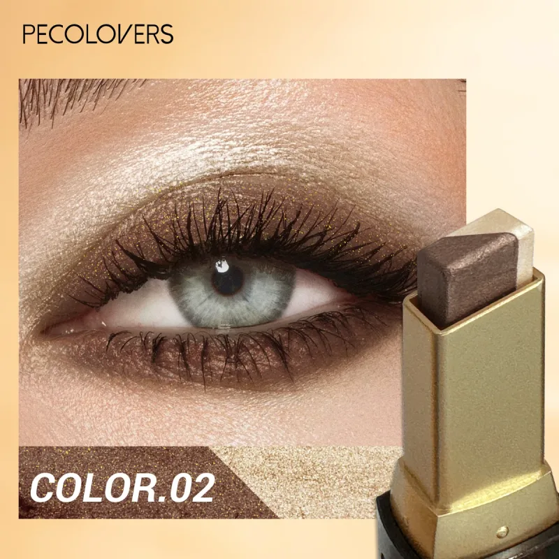 1Pc Dual-Color Eyeshadow Stick Blendable Eye Color For Daily Makeup Brown And Pink Cosmetic Eye Makeup Product