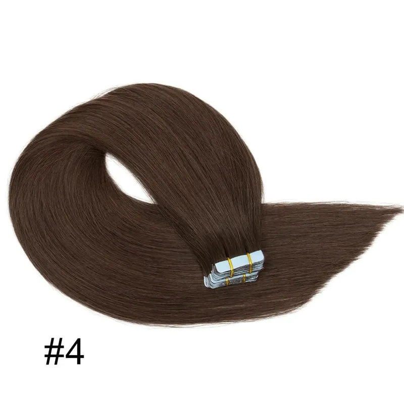 Women Tape Hair Extensions 100% Natural Human Hair Extension Tape In Blonde Natural Straight Hair Skin Weft Real Hair