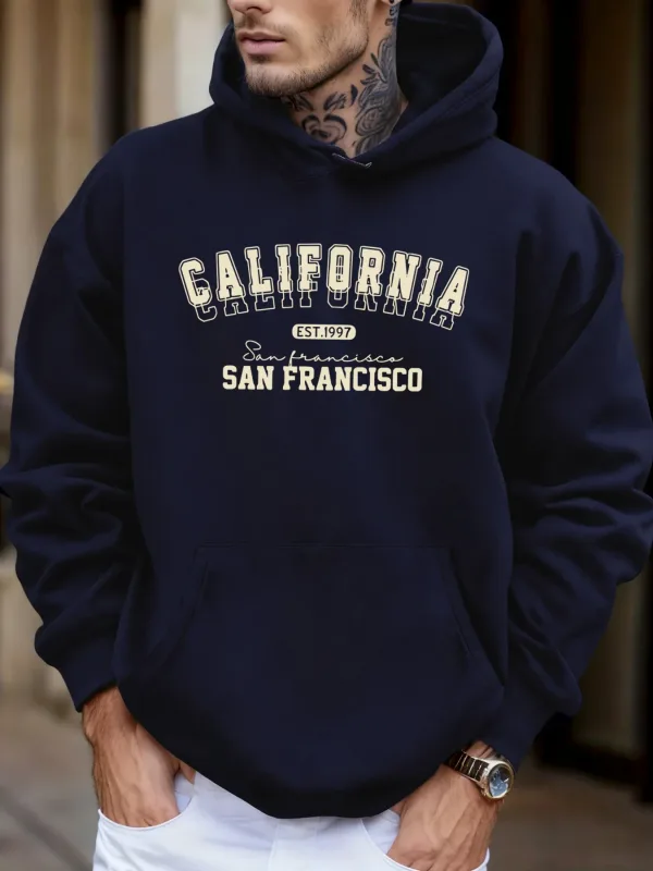 California San Francisco Est 1997 Print Soft Loose Hoodies Fleece Autumn Sportswear Men'S Sport Jogging Sweatshirts Comfy Tops