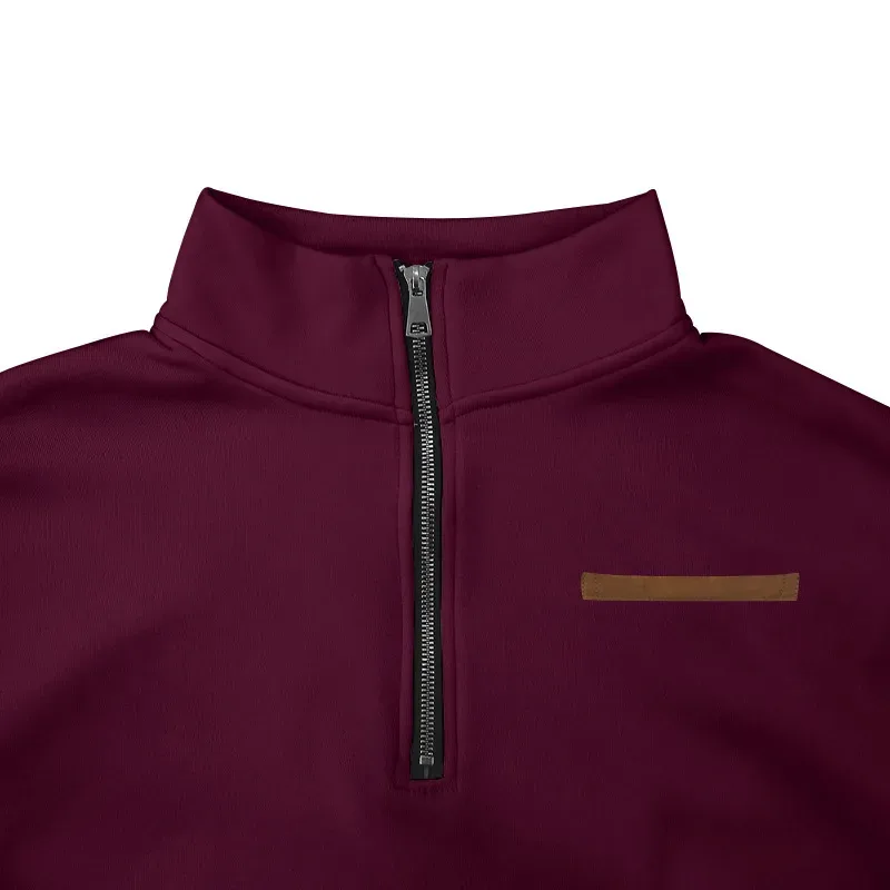 American autumn and winter heavy fleece long-sleeved men's sweater half zipper loose stand-up collar pullover men's sweater
