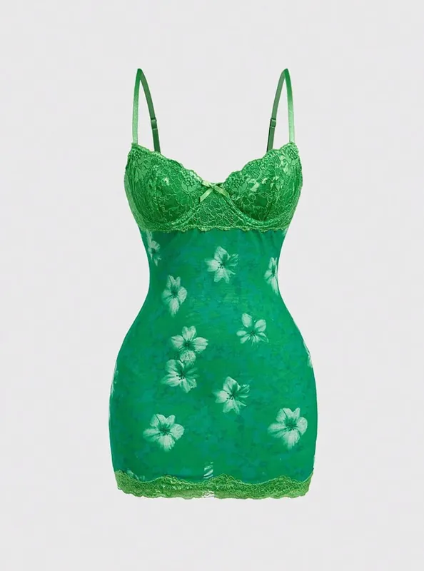 Women's Lace Sexy Dresses Summer Retro Print Slim Fit Resort Style Dress Spaghetti Straps High Waist Backless Mini Clothing