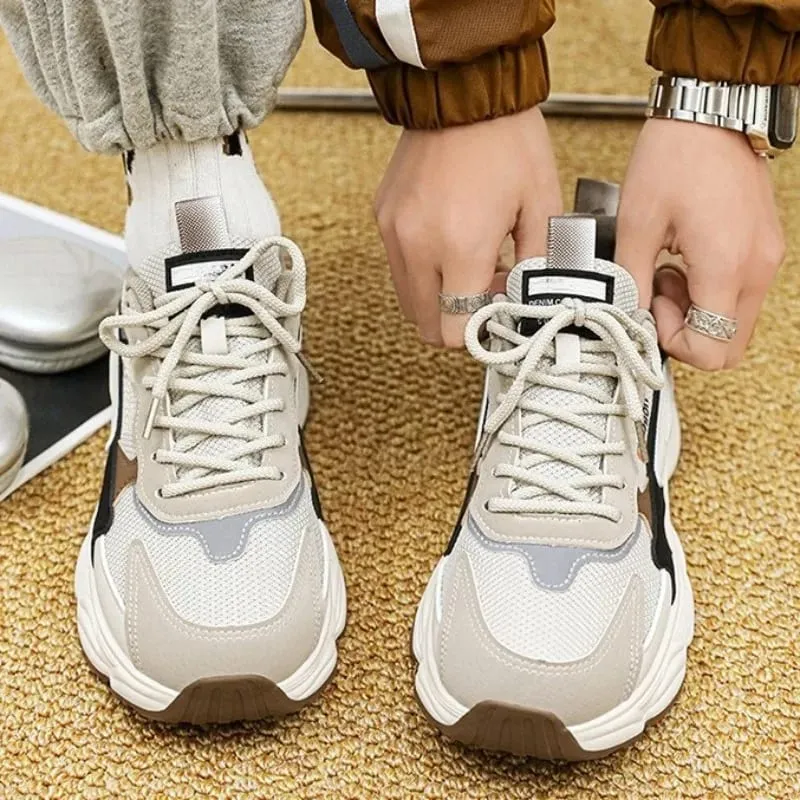 Low-Top Casual Shoes for Men Slip-Resistant Wear-Resistant Comfortable Mesh Breathable Chunky Retro Sneakers