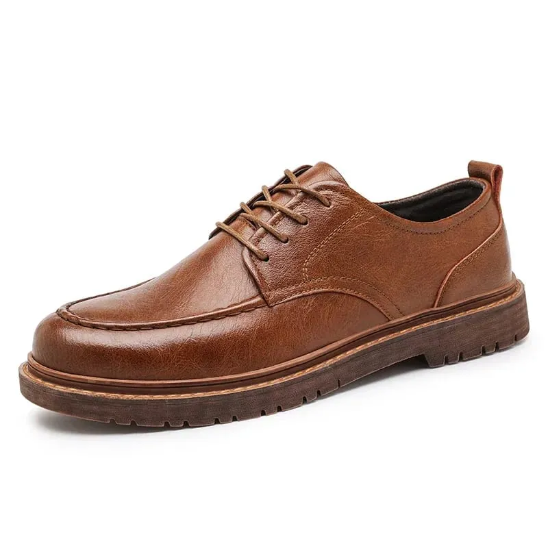 Autumn New Men Leather Casual Shoes Brogue Luxurious Handmade Genuine Leather Work Boots Business Casual Sneakers