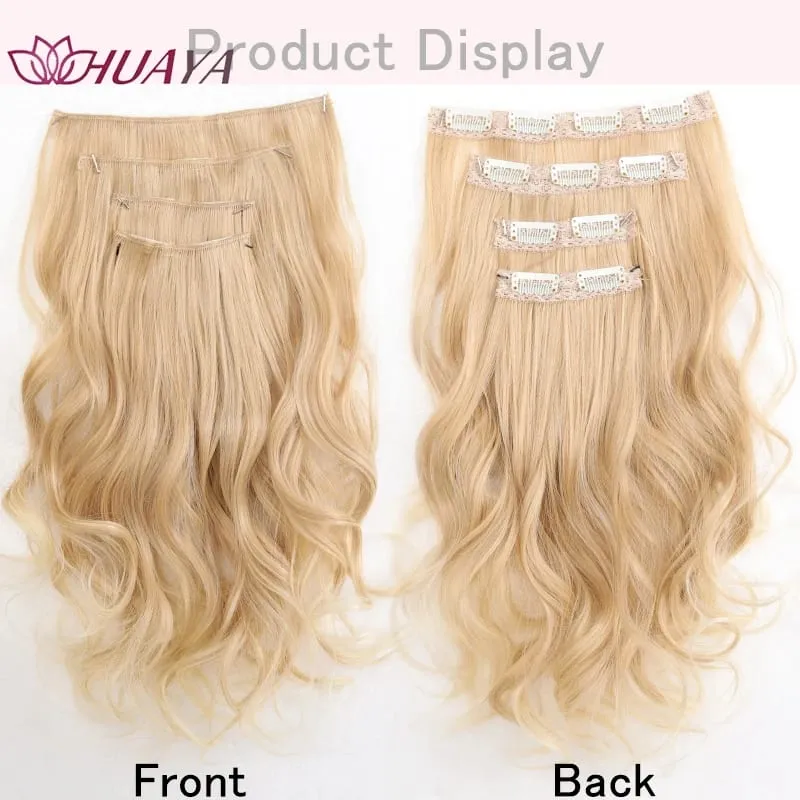 4‑Pcs Clip‑in Synthetic Hair Extensions Long Wavy Curly Heat‑Resistant Hair Pieces for Daily and Party Wear