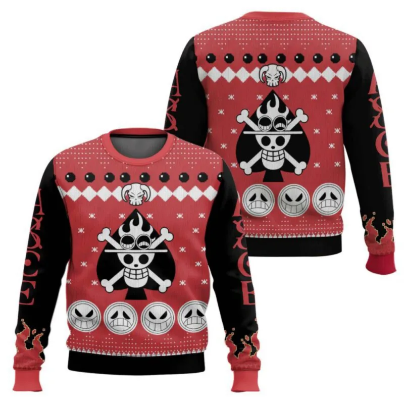 New sweater, Japanese anime, Luffy, Robin, Bandai, One Piece, 3D hoodie, Christmas sweatshirt, men's round-neck T-shirt