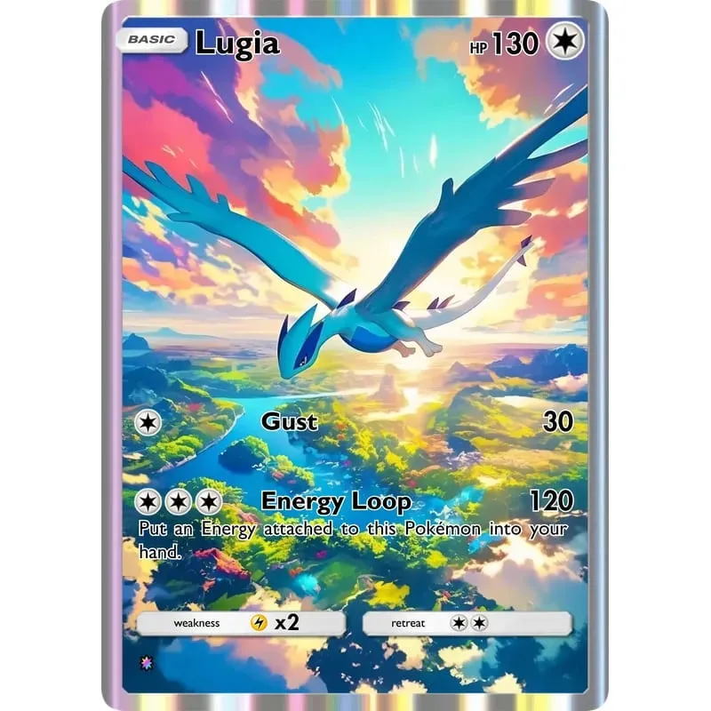 5Pcs Mixed Trading Cards Set Lugia Mew Ho-Oh Latias Latios Mimikyu Full Art Holographic Collectible Game Cards Gift