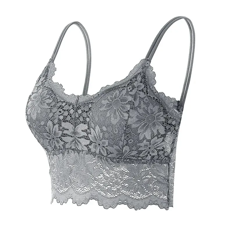 7 farbe Spitze Sexy Crop Top Frauen Gepolsterte Leibchen Bh Atmungsaktive Draht Freies Bralette Aushöhlen Schönheit Zurück Tank Weibliche unterwäsche