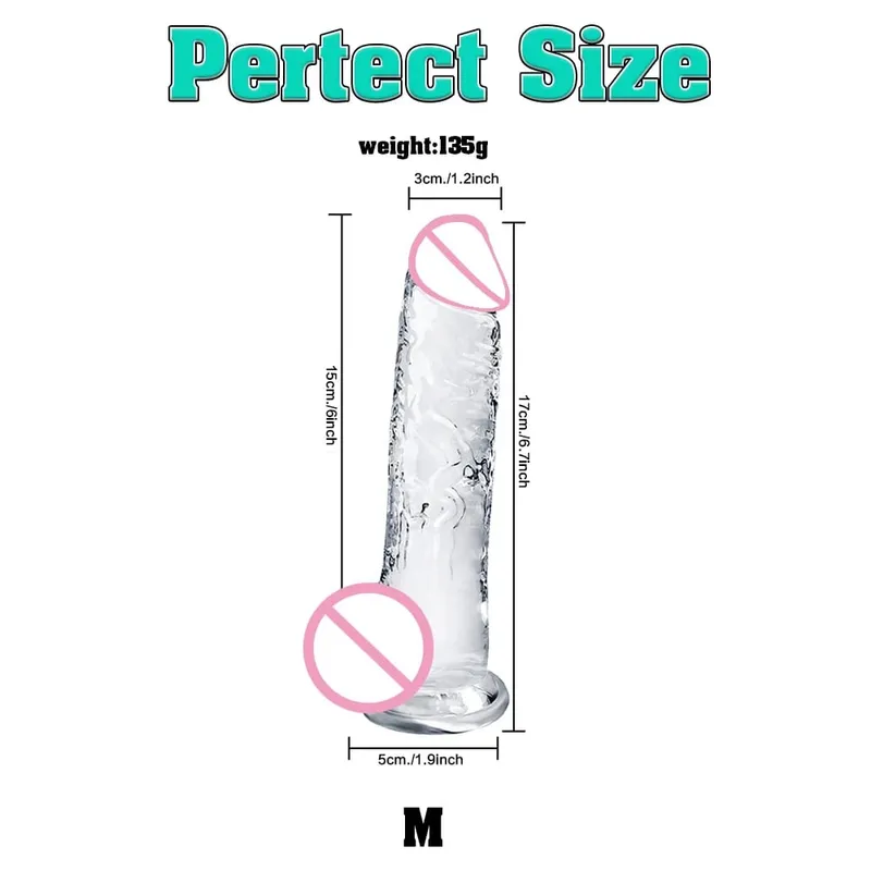 Different Sizes Transparent Soft Jelly Dildo Realistic Fake Dick Penis with Suction Cup G Spot Vagina Massage Sex Toy for Women