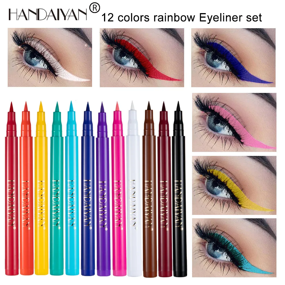 12 Colors Black Purple Liquid Eyeliner Pen Waterproof Big Eyes Makeup Smooth Quick-drying Matte Eye Liner Women Cosmetics Beauty