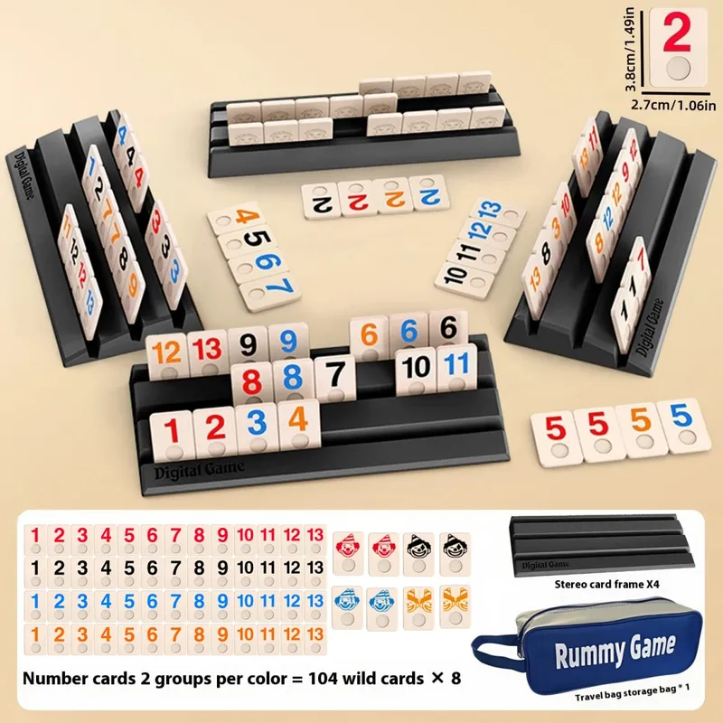 112pcs Cards Deluxe Portable Travel Game Set - Classic Block Cards Mini Mahjong Fun Tabletop Game Suitable for 2-4 Players