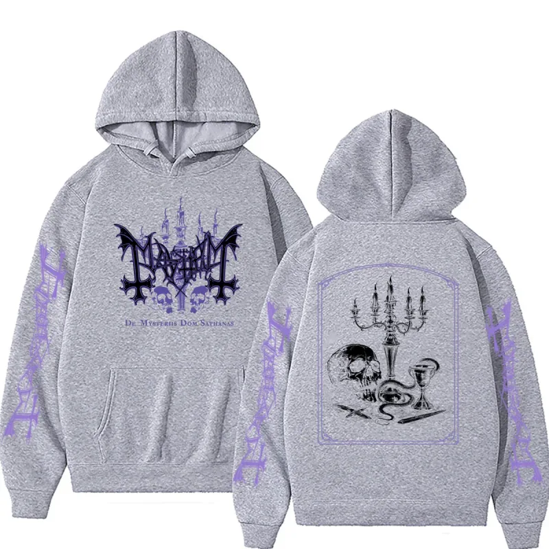 Rock Band Mayhem De Mysteriis Dom Sathanas Skeleton Graphic Hoodie Men Women Death Black Metal Gothic Punk Hoodies Streetwear