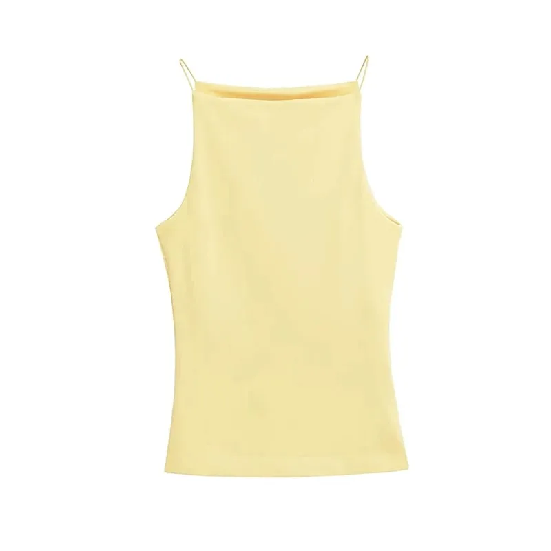 Summer women's retro solid color spicy girl sexy sleeveless slim fit off shoulder vest top