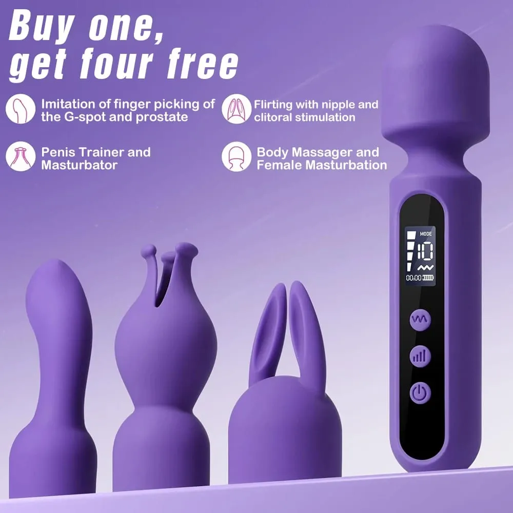 AV Wand Vibrator for Women Clit Nipples Vagina Stimulator Vibrator Kits with 3 Interchangeable Heads Sex Toy for Women Couples