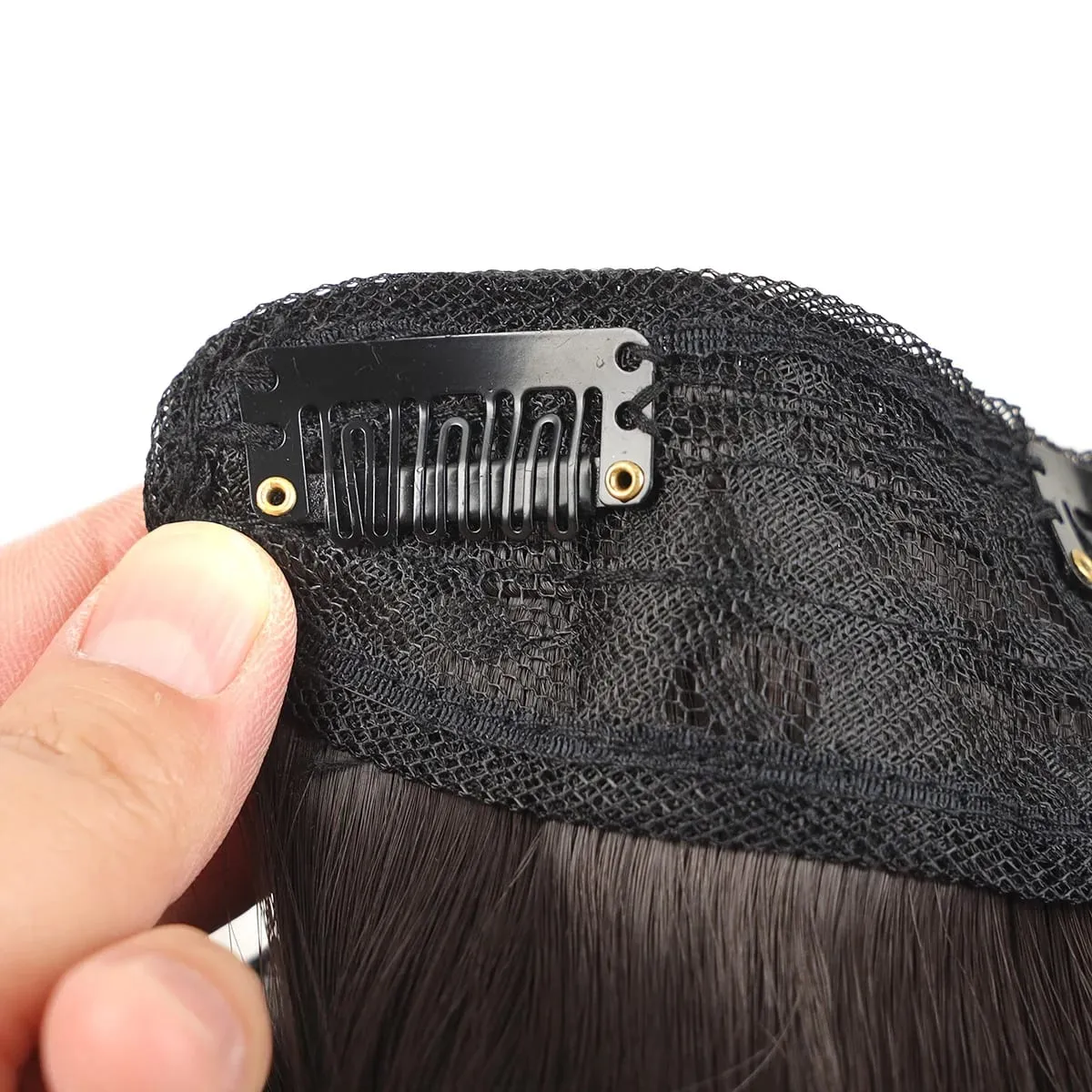 18Inch Synthetic V Long Curly Inner Buckle Hair Extension Black Brown Hairpiece Wig One Piece Straight Hairpi for Women
