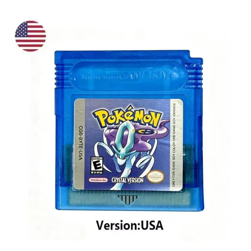 Cartouche de jeu vidéo Pokemon 16 bits, plusieurs styles, rouge, bleu, cristal, doré, vert, argent, jaune, carte de Console GB/SP