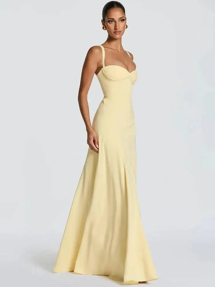 Mozision Off-shoulder Backless Sexy Maxi Dress Women Elegant Spaghetti Strap Sleeveless Bodycon Club Party Evening Dress Fashion