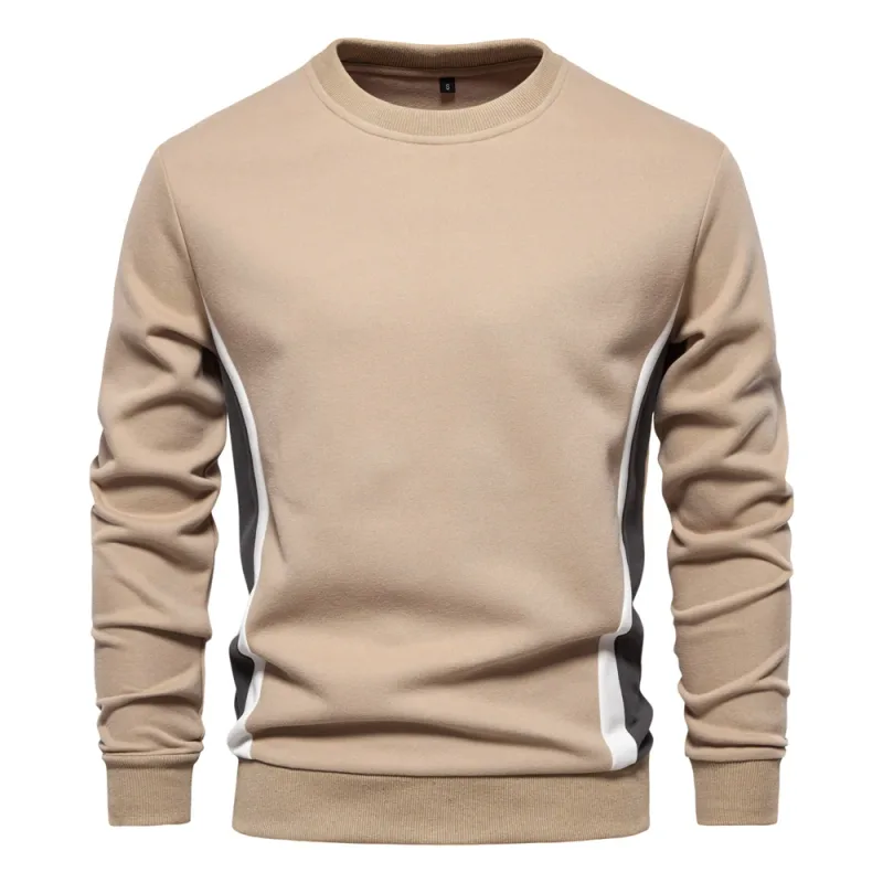 Mens Patckwork Cotton-blend Crew Neck Sweatshirts Fashion Casual Sport Round Neck Pullover Sweatshirt for Men