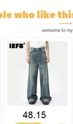 Presale Y2K Men's Carpenter Jeans Washed Distressed Wide Leg Casual Streetwear Make Old Dirty Denim Long Pants 9X3245