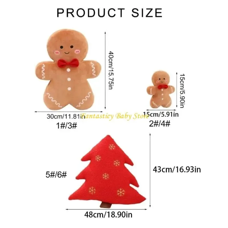 J6BE Dessert Stuffed Plush Pillow for Christmas Decoration Festive Room