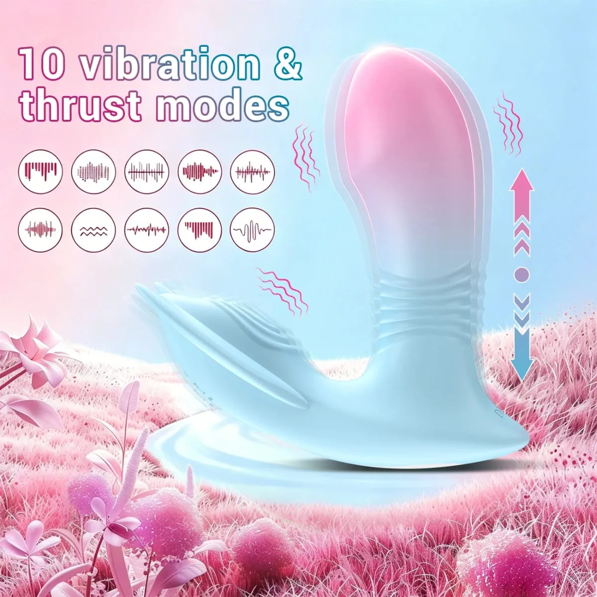 App Remote Telescopic Wearable Vibrator 10 Vibrating Thrusting G Spot Dildo with Liquid Silicone Vaginal Massage Adult Sex Toys