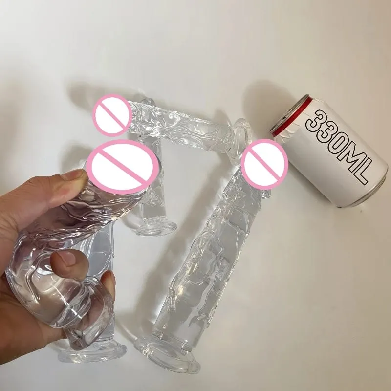 Women Realistic Anal Butt Plug Transparent Dildo Suction Cup Big Dick Soft Masturbators G Spot Big Penis Adult Sex Product 18+