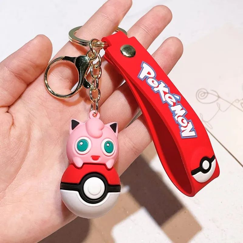 40 Style Wholesale Anime Pokémon Pikachu Eveen Keychain Cartoon Cute Charizard Keyring Student Backpack Car Key Chain Toys Gifts