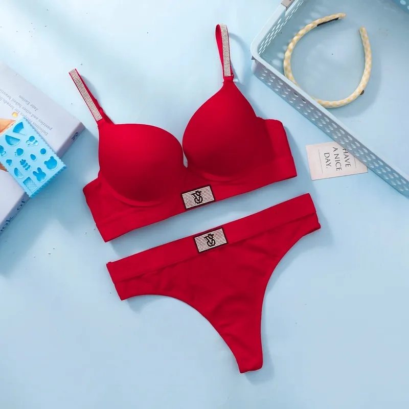 Victoria Secret Very Sexy Logo Shine Strap Push Up Bra Set Shine Script Thong Panty Women Underwear Sexy Lingerie Hot