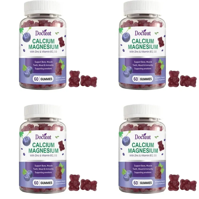 Calcium Magnesium Gummies with Zinc and Vitamins D3 B12 and B6 for Bone Teeth Mood & Immunity Support 60 Gummies