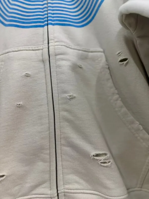 New Arrival Satoshi Zip Hoodie Destroyed Hole Design Loose Cotton Casual Outdoor Jacket Tops