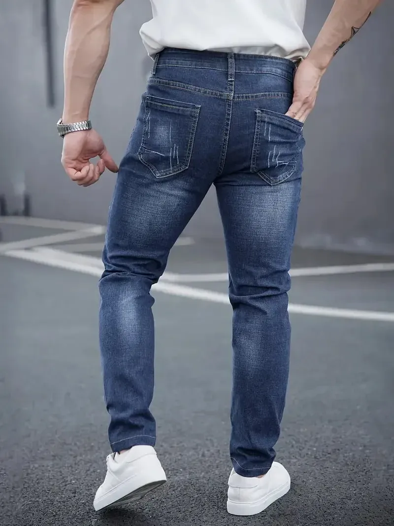 Năm 2025 Nam Slim Casual Đường Phố Cổ Điển Skinny Jeans Bút Chì Jeans Hợp Thời Trang Co Giãn Phong Cách Thoải Mái Thời Trang Đa Năng