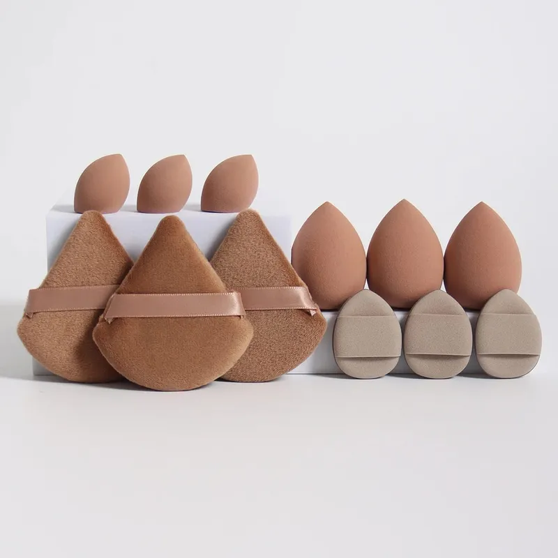 12-Piece All-Purpose Makeup Sponge Set Made of 3 Loose Powder Puffs 3 Mini Air Cushion Puffs 3 Beauty Eggs and 3 Mini Beauty