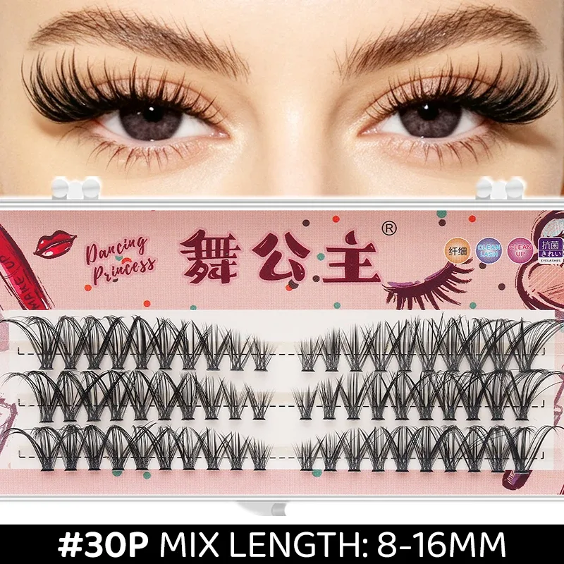 3 Rows DIY Thick Individual Cluster Lash Extensions Segmented Natural Lash Clusters Eye Style Self-graft Lashes Makeup