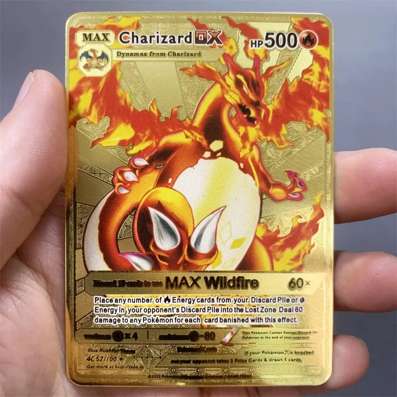 İngilizce Metal Pokemon Kartları DIY Arceus Mewtwo Charizard Pikachu Parlak Demir Pokémon GX Vmax EX Oyunu Çocuk Koleksiyonu Kart Oyuncak Hediye