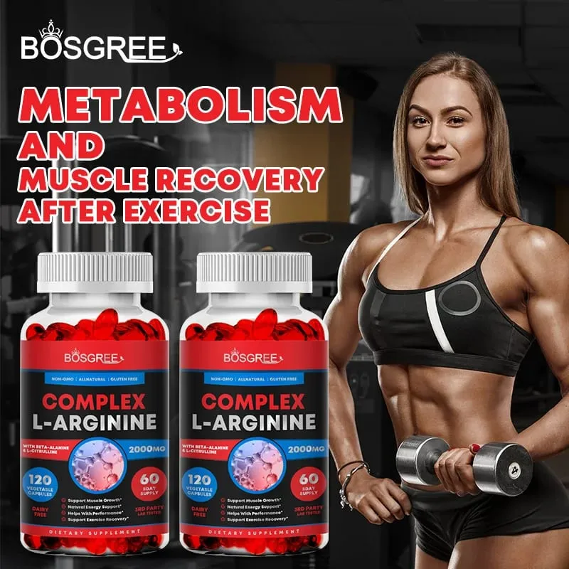 L-Arginine Supplement Helps Build Muscle& Supports Blood Flow Circulation Nutrient Delivery-Heart Health- Exercise Performance